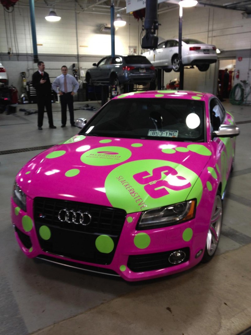 Pink and green audi wrap